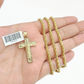 Real 10k Yellow Gold Jesus Cross Charm Rope Chain Necklace 3mm 28'' Pendant 10kt