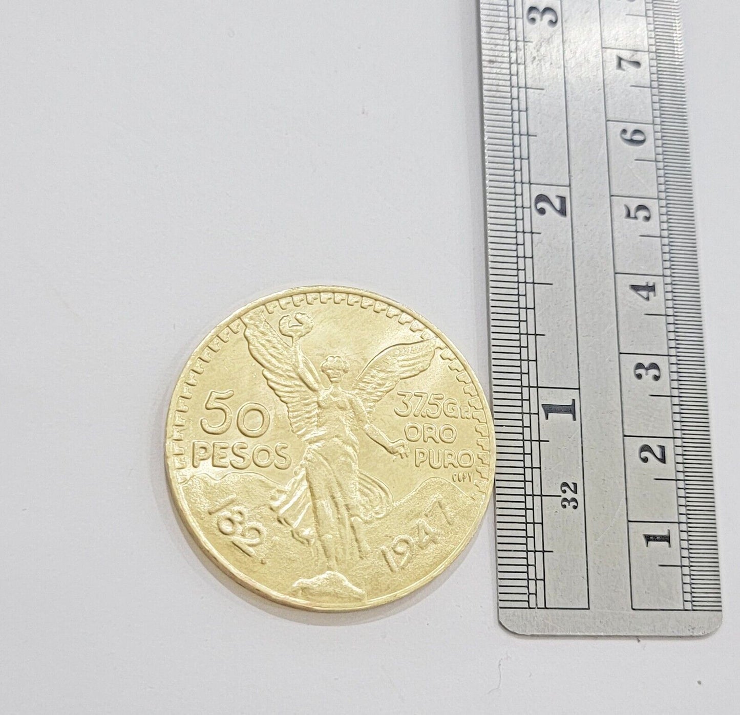 Centenario Coin Custom Solid 10k Yellow Gold 50 Pesos 1947 Mexico Mexican Coin