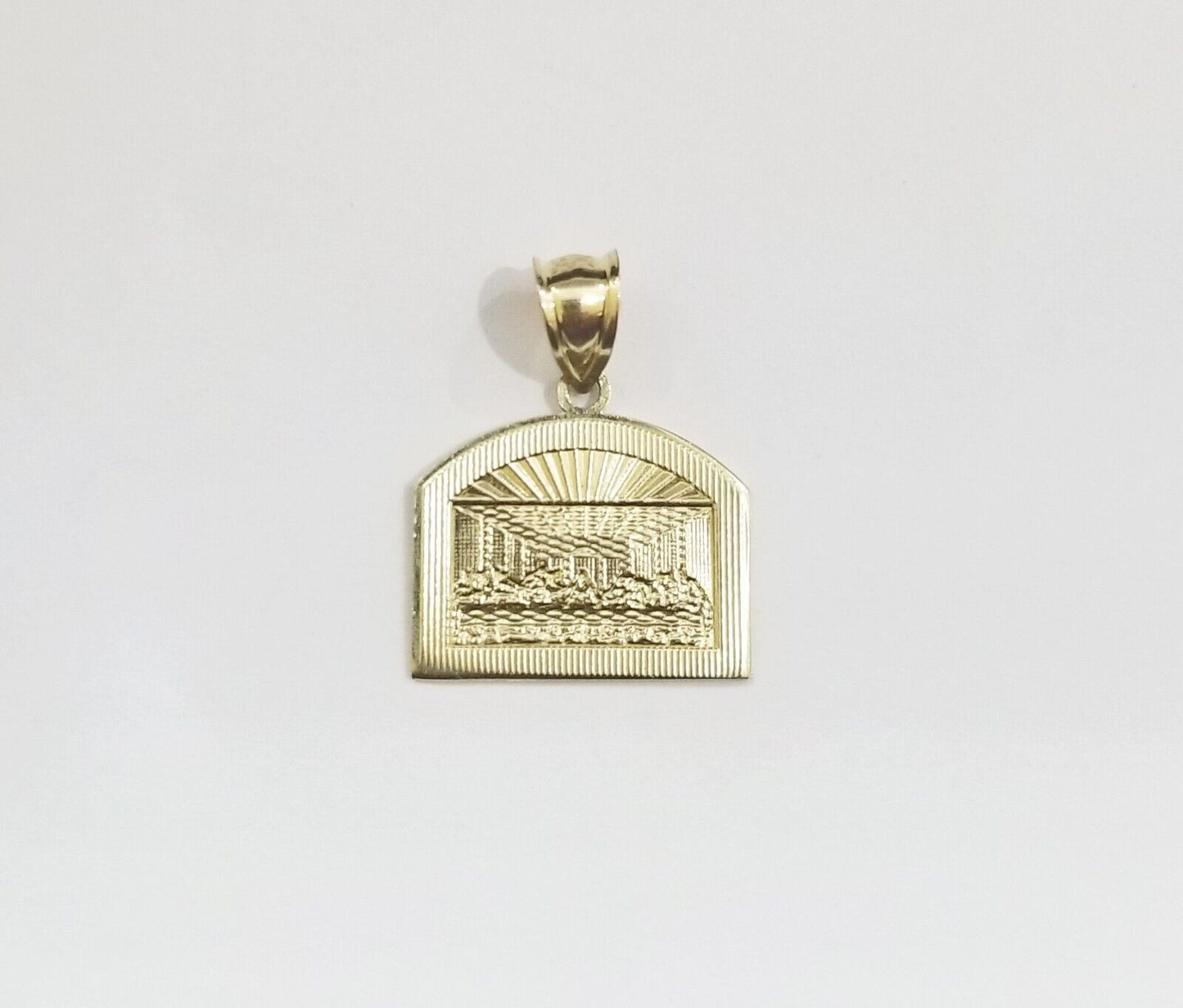 Real 10k Gold Last Supper Charm Dome shape Pendant 10kt Yellow Gold