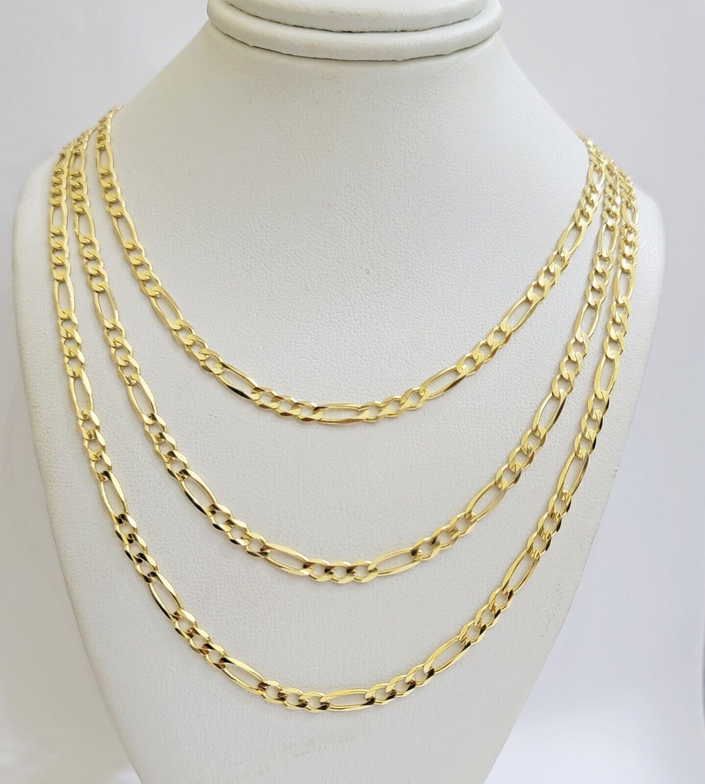 Solid 14k Yellow Gold Figaro chain Necklace 24 Inch 3.5mm Men's STRONG REAL 14kt