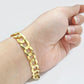 Real 14k Yellow Solid  Gold 9mm Cuban Curb Link Bracelet 8'' inch 14kt Unisex