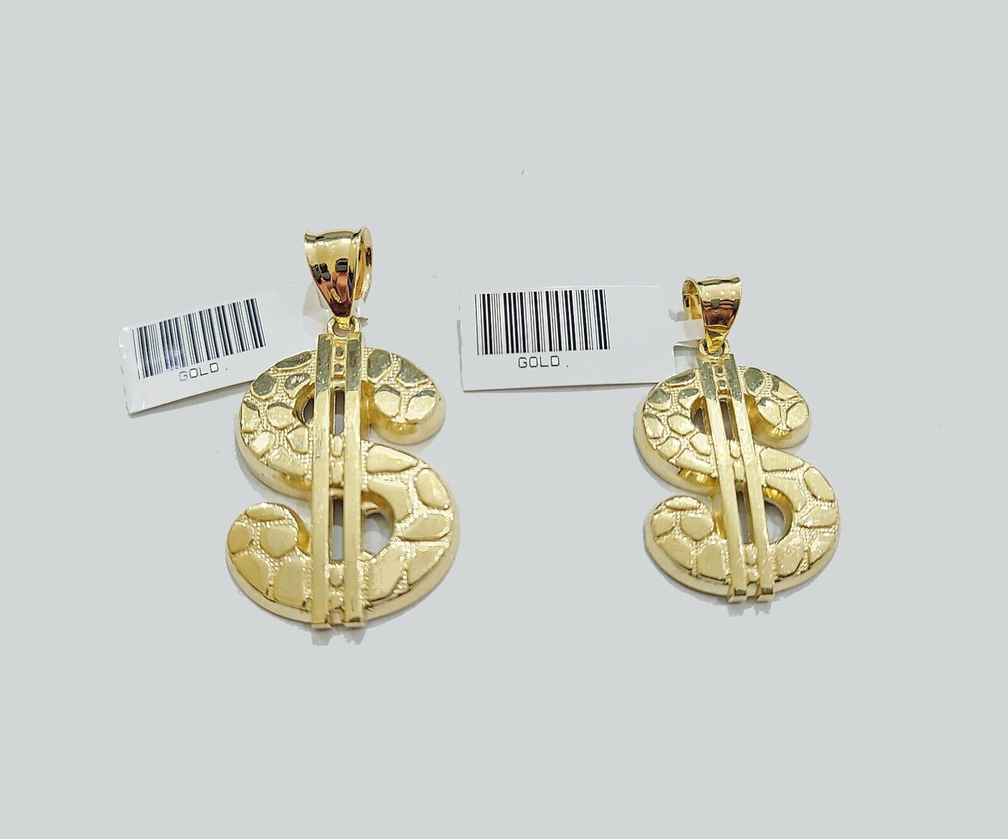 Real 10K Yellow Gold Dollar Sign Charm for 1-1.5'' inches Gold Pendant