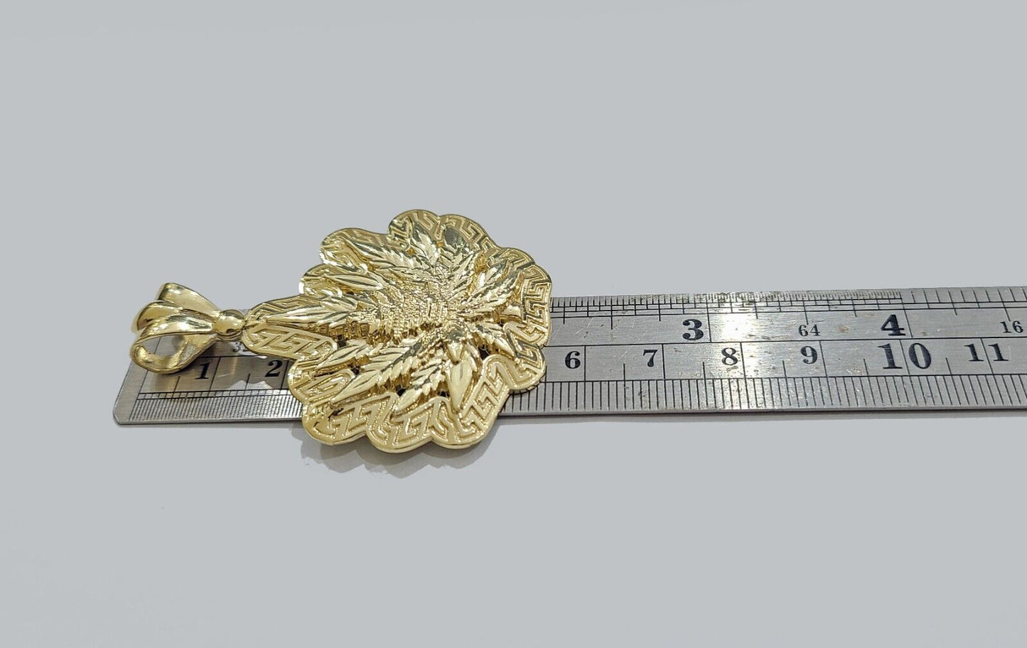 Real 10k Gold Weed leaf Charm Pendant 10kt Yellow Gold Unisex