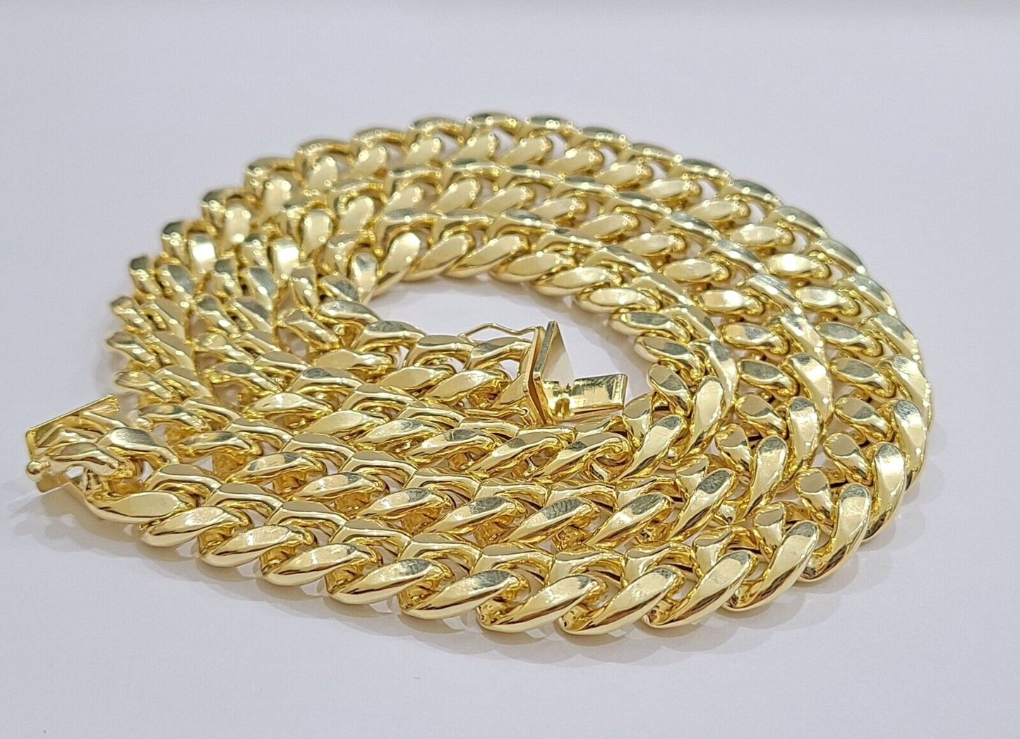 14k Yellow Gold Miami Cuban Link Chain 10mm 20" Choker Necklace Box Lock 14kt