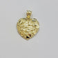Real 10k Yellow gold nugget heart pendant  charm 10kt gold