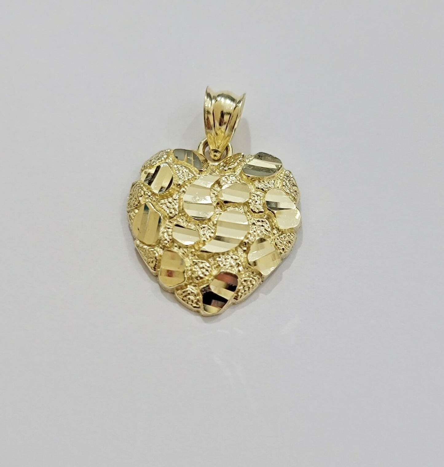 Real 10k Yellow gold nugget heart pendant  charm 10kt gold