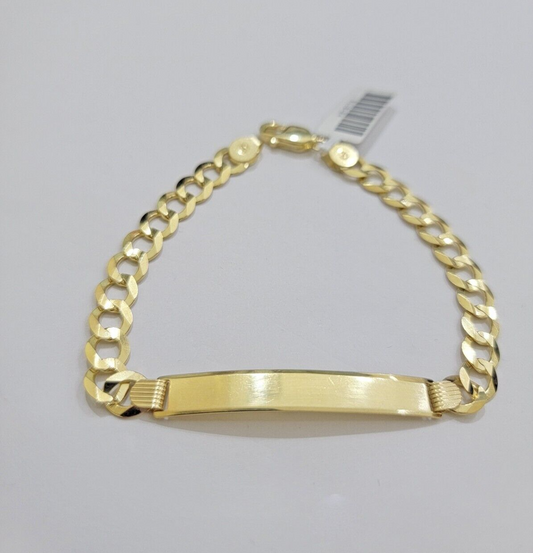 10k Gold Bracelet ID Cuban Curb Link SOLID 10kt Yellow Gold 7mm 8 Inches REAL