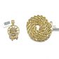 10k Gold Circular Jesus Star Head Charm Rope Chain Necklace 6mm 20'' Set Pendant