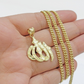 10k Gold Allah Charm Miami Cuban Chain 20" 3mm Necklace Pendant , REAL 10kt SET