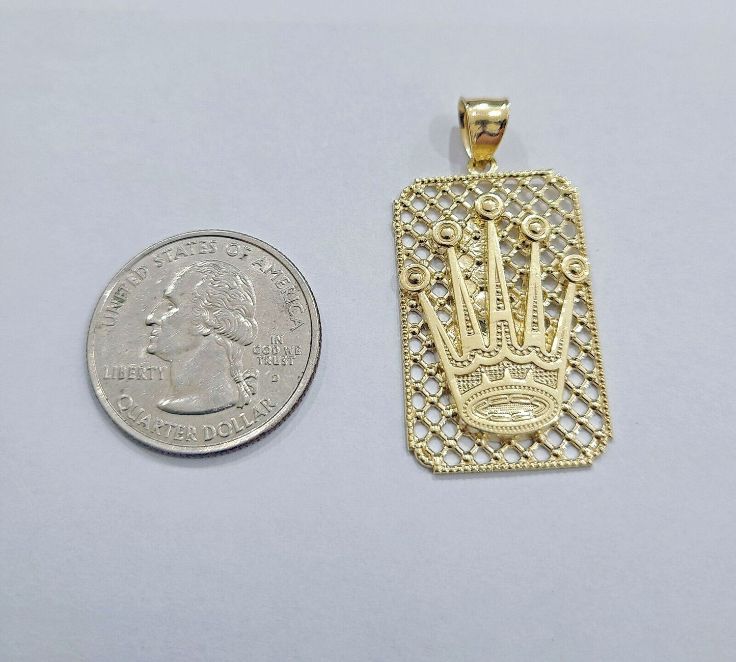 Real 10k Gold Crown Charm Pendant 10kt Yellow Gold Men