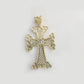 Real 10k Gold Charm Pendant Cross Diamond Cut 10kt Yellow Gold Men Women Unique