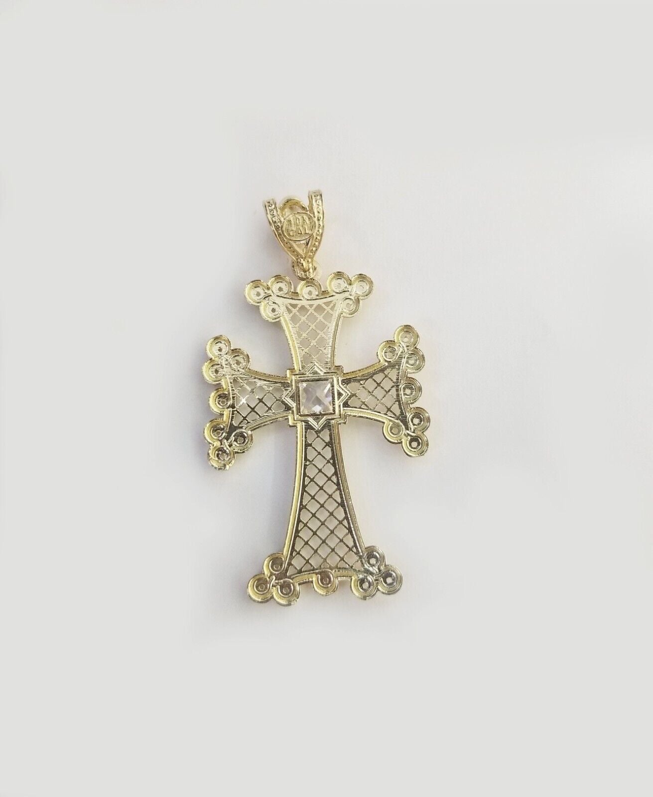 Real 10k Gold Charm Pendant Cross Diamond Cut 10kt Yellow Gold Men Women Unique