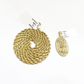 10k Gold Circular Jesus Head Charm Rope Chain Necklace 3mm 26'' Set Pendant 10kt