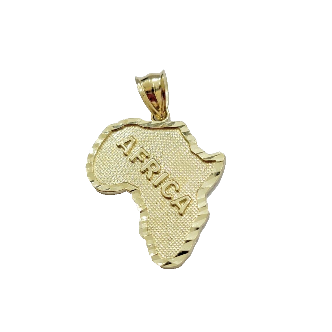 10k Yellow Gold Africa Map Charm Rope Chain 26 Inch Necklace Pendant SET SALE