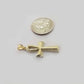 Real 10k Gold Ankh Charm Pendant 10kt Yellow Gold Diamond Cut Cross For Chain