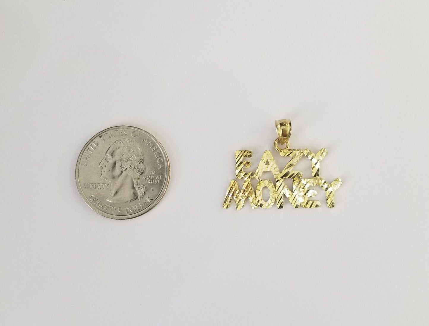 Real 10k Yellow Gold Eazy Money Charm Pendant 10kt for Chain