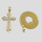 Real 10k Yellow Gold Franco Chain 2.5mm 28" inch Necklace Jesus Cross Charm 10kt