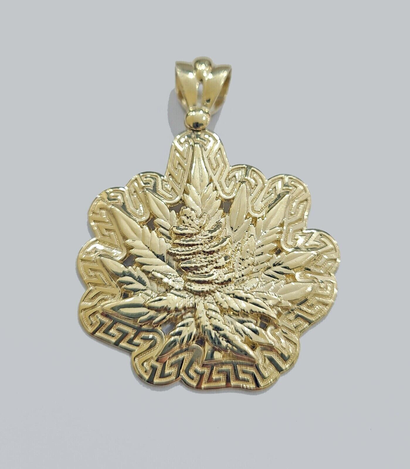 Real 10k Gold Weed leaf Charm Pendant 10kt Yellow Gold Unisex