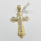 Real 10k Yellow Gold Cross Charm Pendant 2.5'' inch 10kt gold
