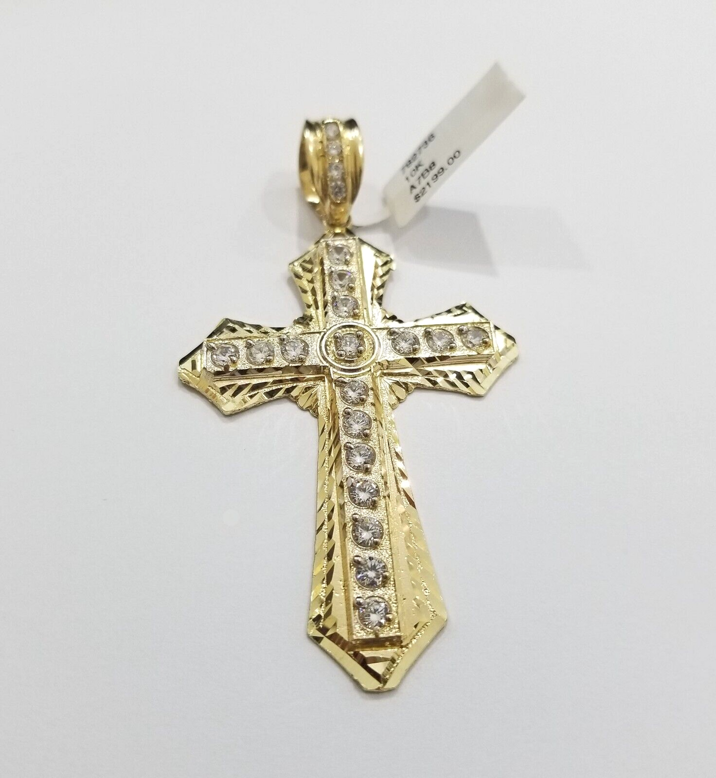 Real 10k Yellow Gold Cross Charm Pendant 2.5'' inch 10kt gold