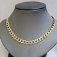 Real 10k Yellow Gold Chain Curb Link Necklace 8mm 18 Inch Diamond Cut Two-tone