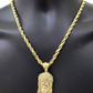 10k Gold Jesus Head Charm Rope Chain Necklace 6mm 28'' Set & Pendant 10kt REAL