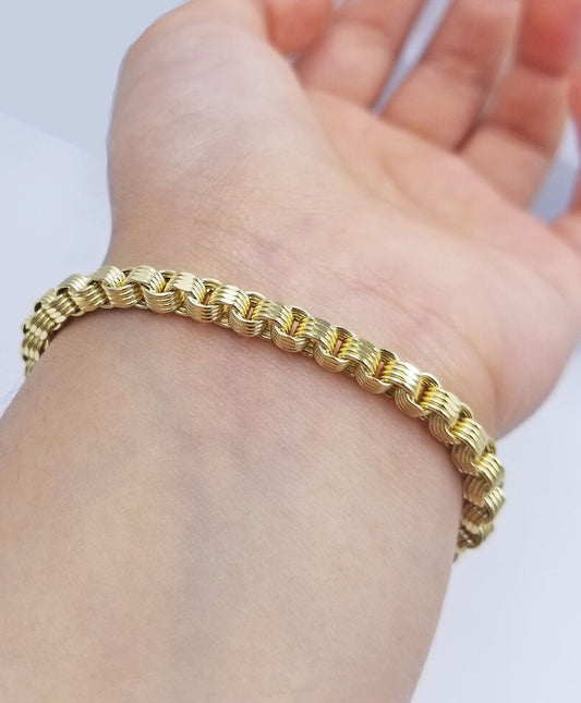 Real 10k Yellow Gold 4mm Box Byzantine Bracelet 8.5" inch 10kt Unisex Men Women