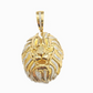 Real 10kt Yellow Gold Lion Head Pendant Diamond Charm for Necklace and Chain