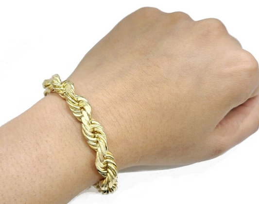 Real 10k Yellow Gold Rope Bracelet 9 Inch Solid Lobster Lock 10kt Mens HEAVY