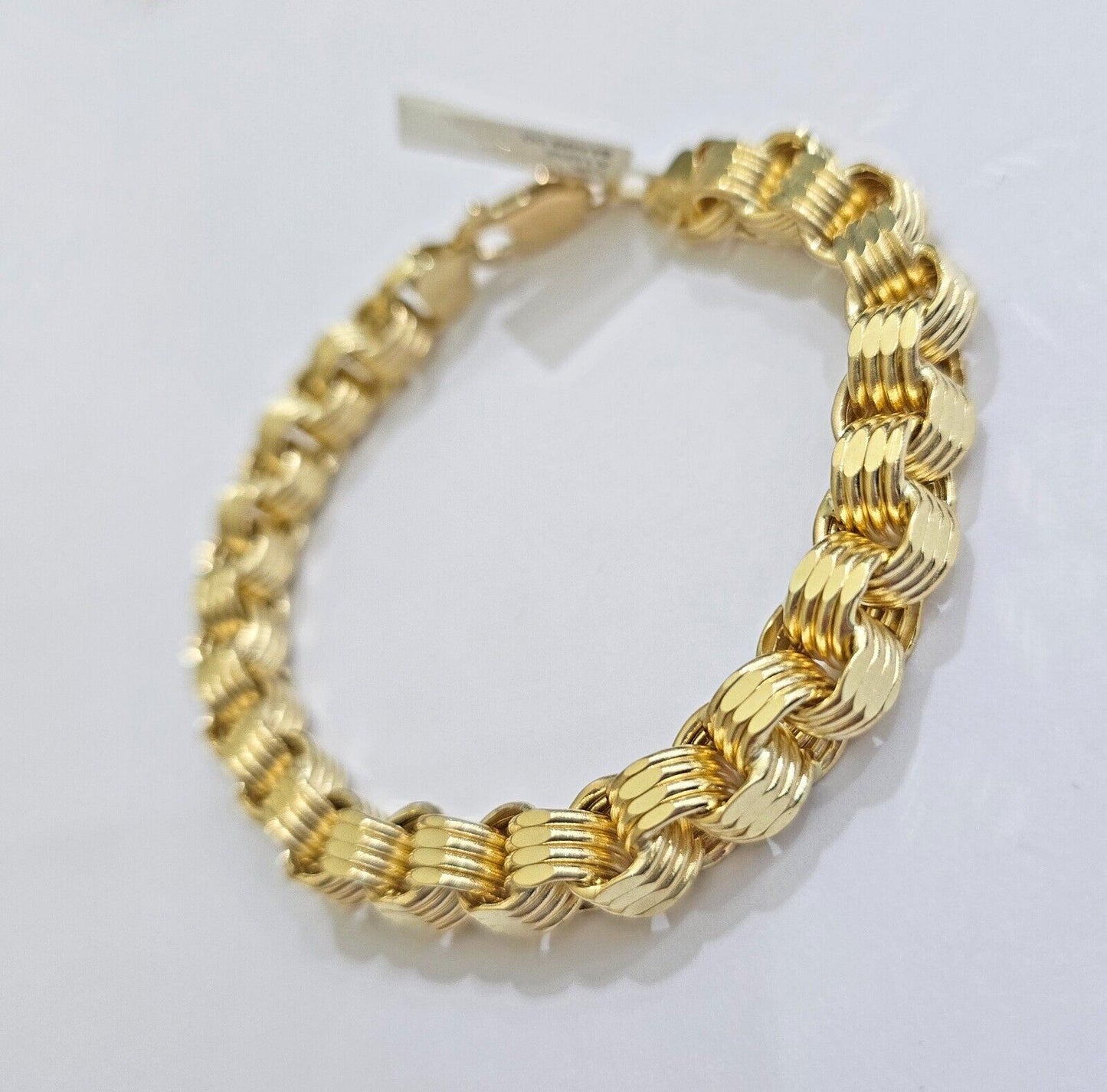 Real 10k Gold Bracelet Byzantine Box 8 Inch 8.5mm 10kt Yellow Gold Men's Genuine