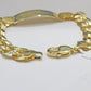 Real 10k Yellow Gold Solid Cuban curb Link ID Bracelet 13mm 9" Men's ,Engraving