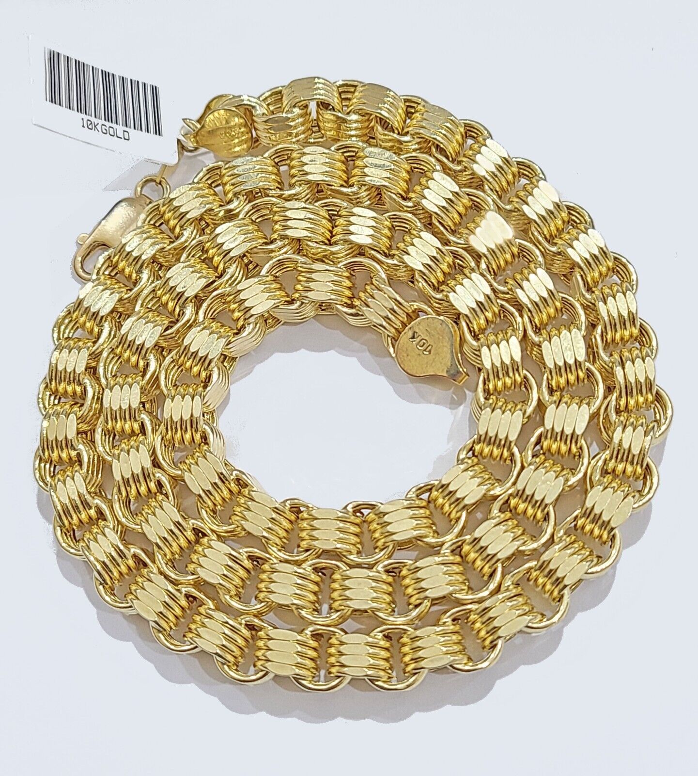 Real 10k Yellow Gold Box Byzantine Chain 7mm 22