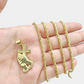Real 10k Yellow Gold Rope Chain 28'' Necklace Praying Hand Cross Charm Pendant