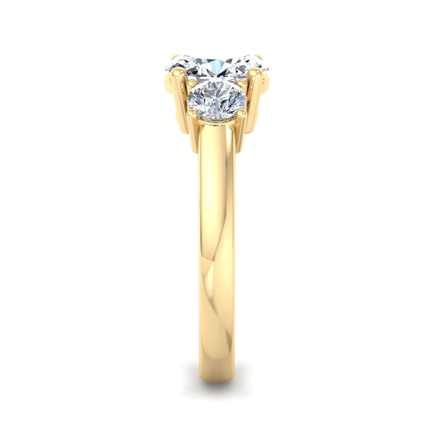 Real 14k Yellow Gold IGI Certified 3 Stone Diamond Ring 2CT Lab Created Round VS