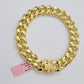 13mm 14k Yellow Gold Bracelet 9 Inch Miami Cuban Link Box Clasp Men's REAL 14kt