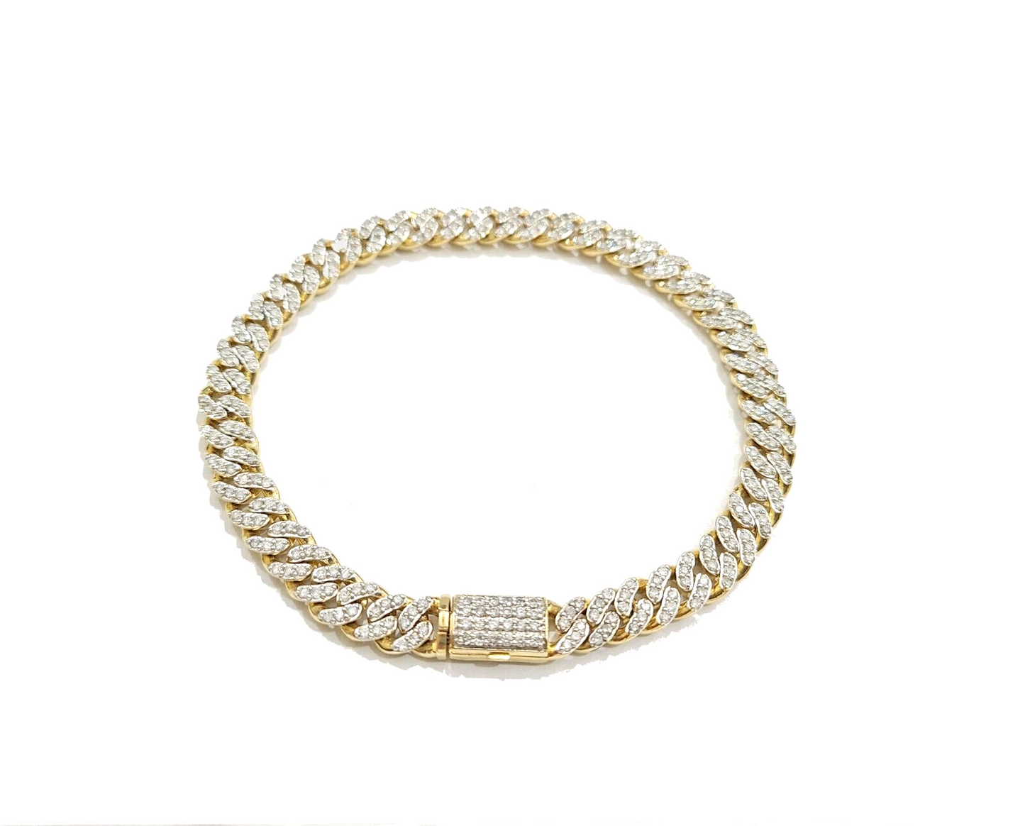 Real 10kt Solid Yellow Gold Miami Cuban Diamond Bracelet Unisex 9'' Inches 7mm