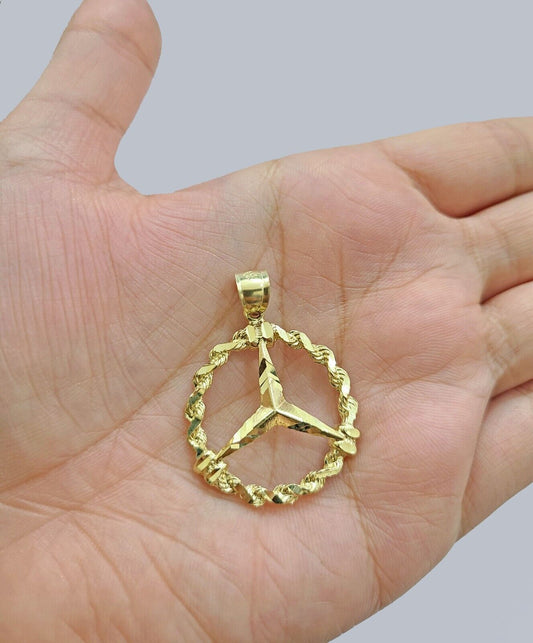 Real 10kt Yellow Gold Circular Rope Pendant Charm