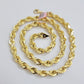 Real 14k Gold Rope Chain Necklace 7mm 24 Inch Diamond Cut SOLID 14kt Yellow Gold