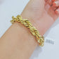 10mm Rope Bracelet 8 Inch Mens Solid 10k Yellow Gold With Diamond cuts REAL 10KT