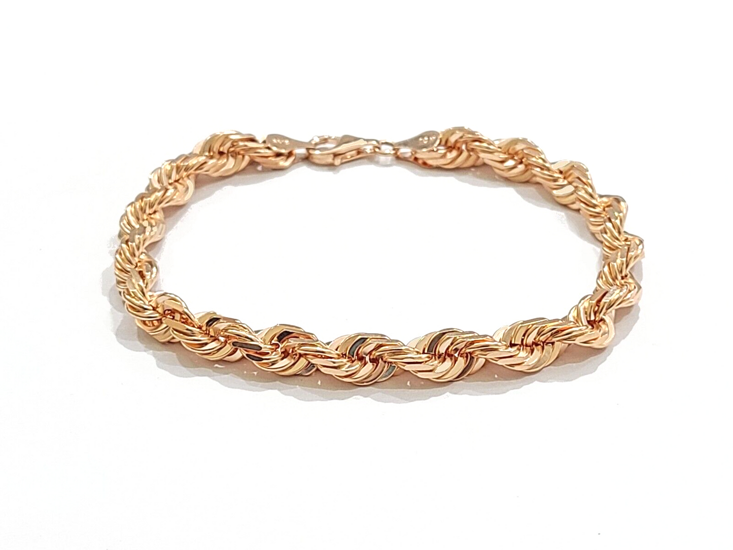 Real 10kt Solid Rose Gold Rope Bracelet Unisex 8.5'' Inches 7mm