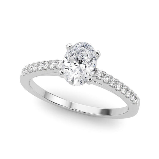 Real 14k White Gold IGI Certified 1.25CT Lab Created VS Diamond Ring Oval Shaped