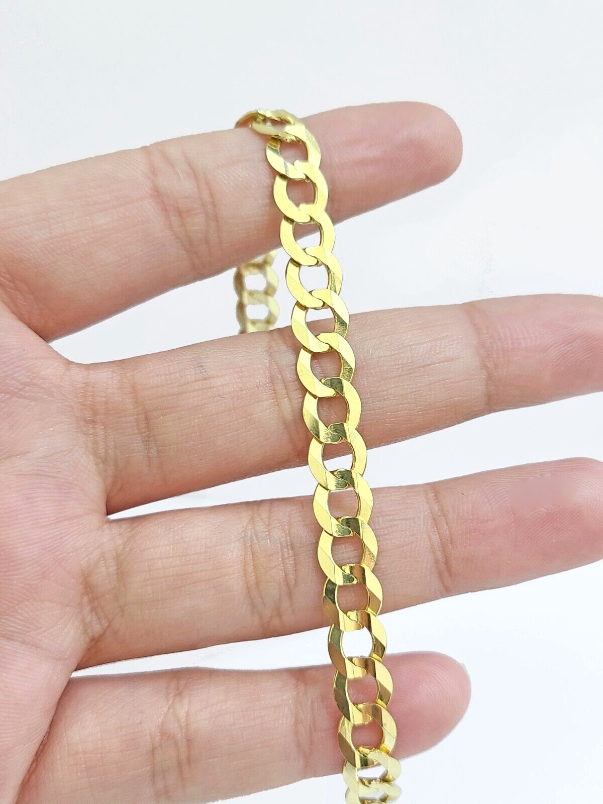 Real 14k Yellow Solid  Gold 7mm Cuban Curb Link Bracelet 7'' inch 14kt Unisex