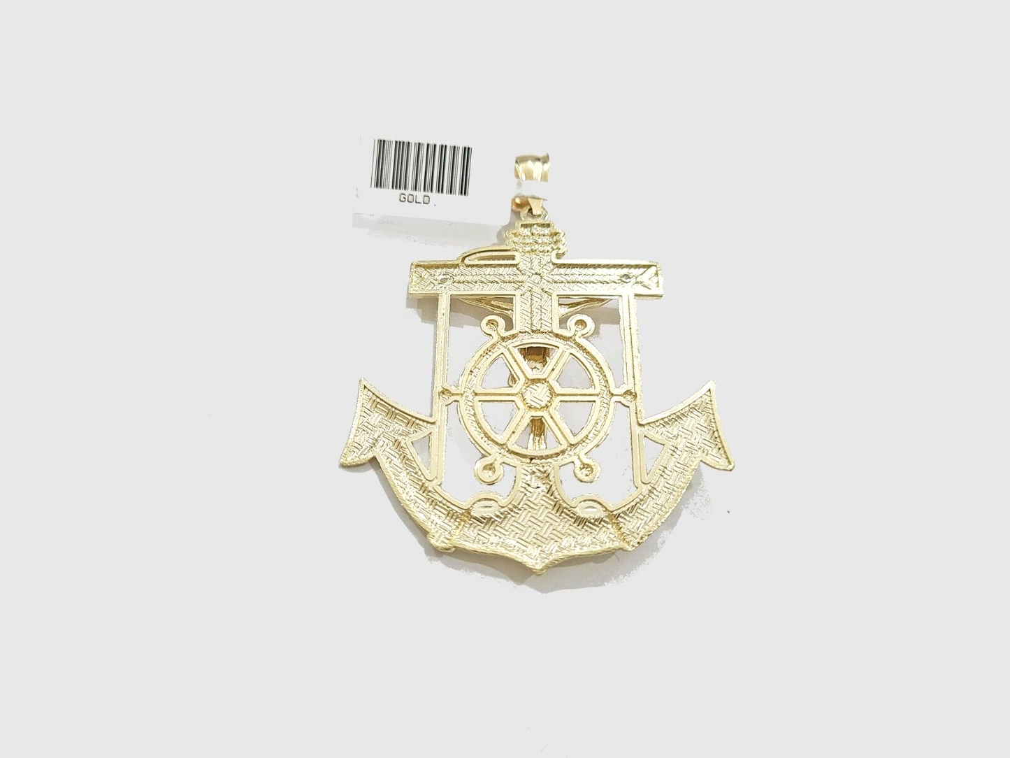 Real 10k Gold Anchor Jesus Cross Charm Pendant 10kt Yellow Gold Men Women