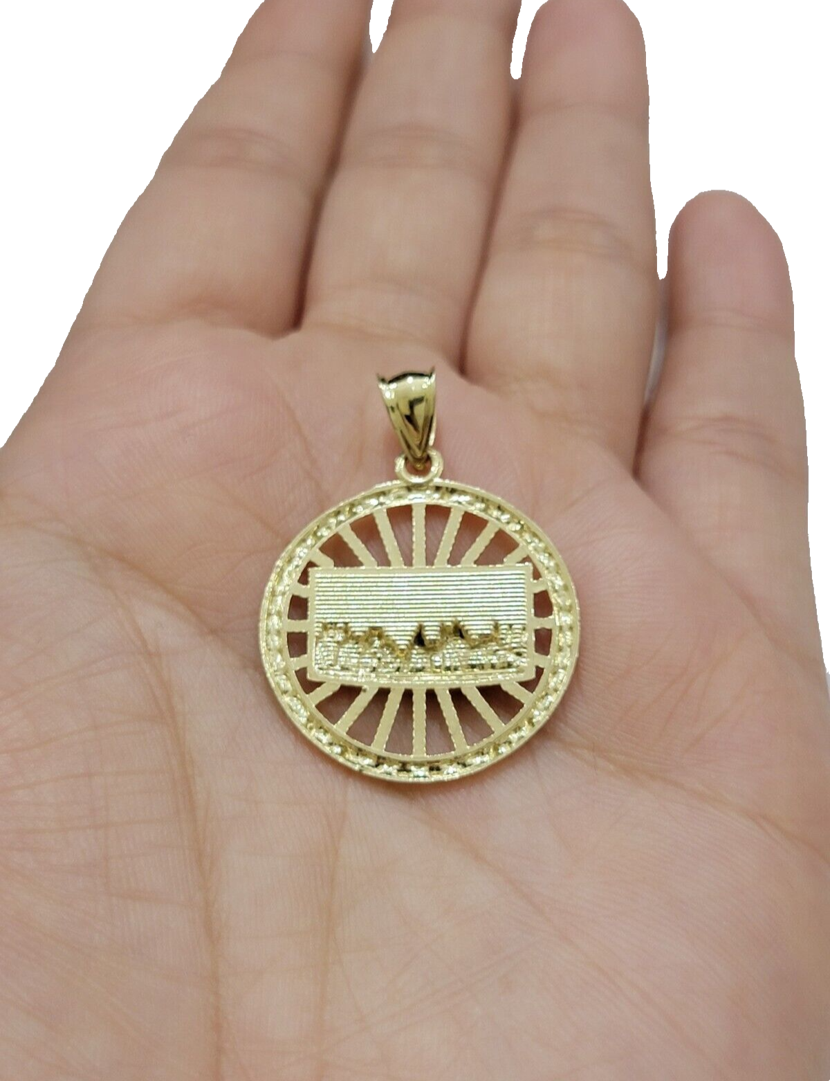 Real 10k Yellow Last Supper Circle Charm 1 Inch Pendant 10kt Necklace SALE 10kt