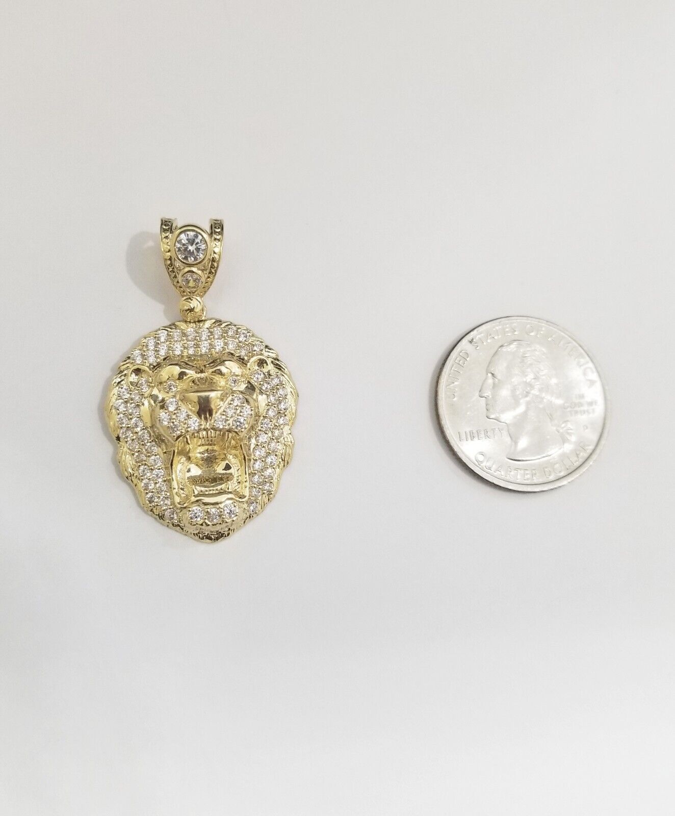 Real 10k Yellow Gold Charm Lion Head Pendant 10kt Gold