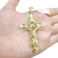 Real 14k Yellow Gold Rope Chain 24'' Necklace Jesus Crucifix Cross Charm Pendant