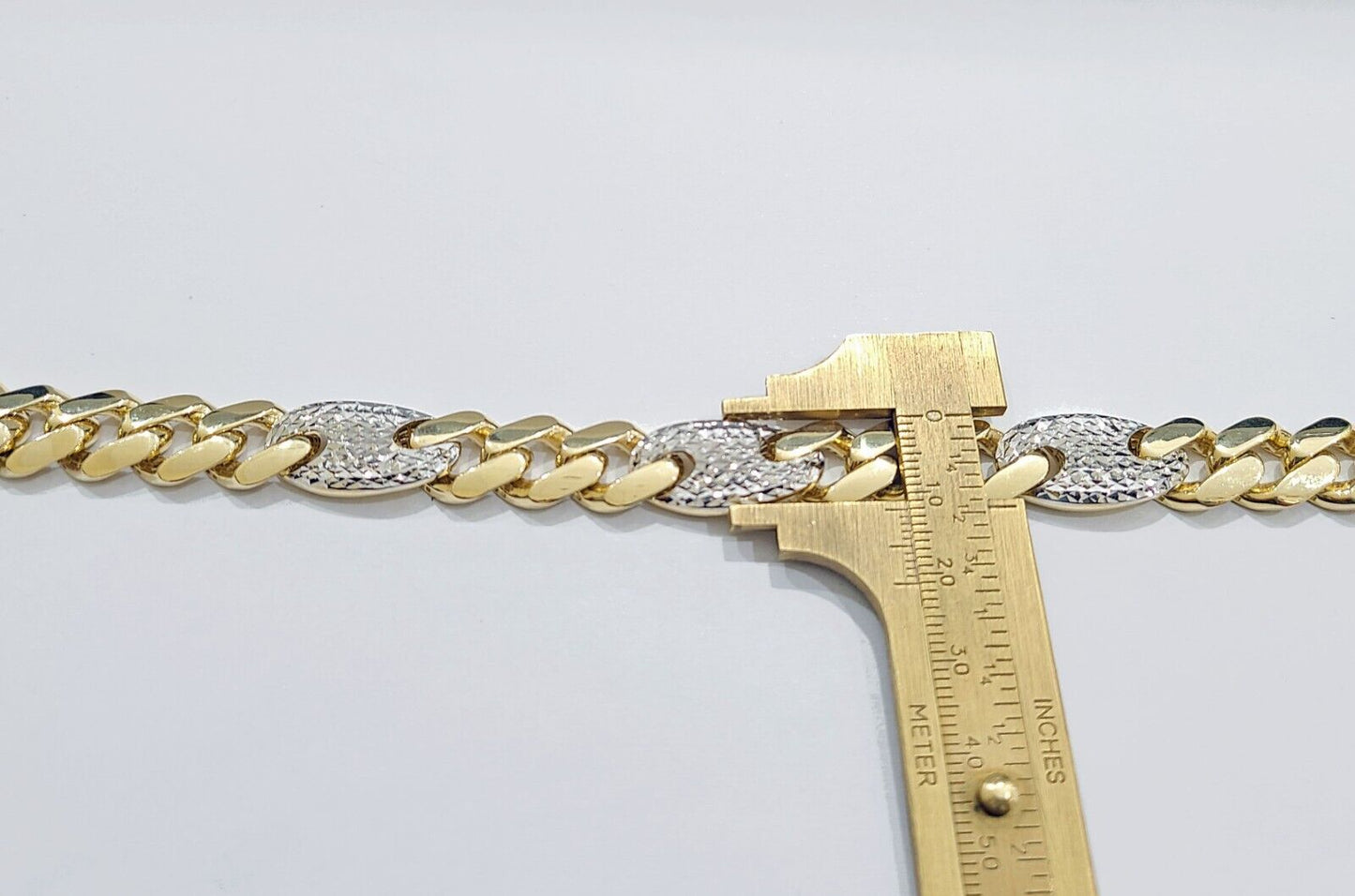 Real 10kt Yellow Gold Miami Cuban Mariner Link Bracelet Unisex 8.5'' 12mm