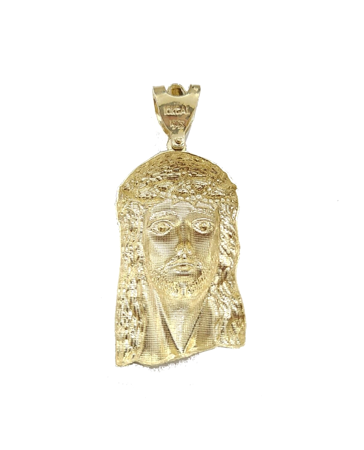 Real 10k Gold Jesus Head Charm Pendant 2'' Inch 10KT Yellow Gold