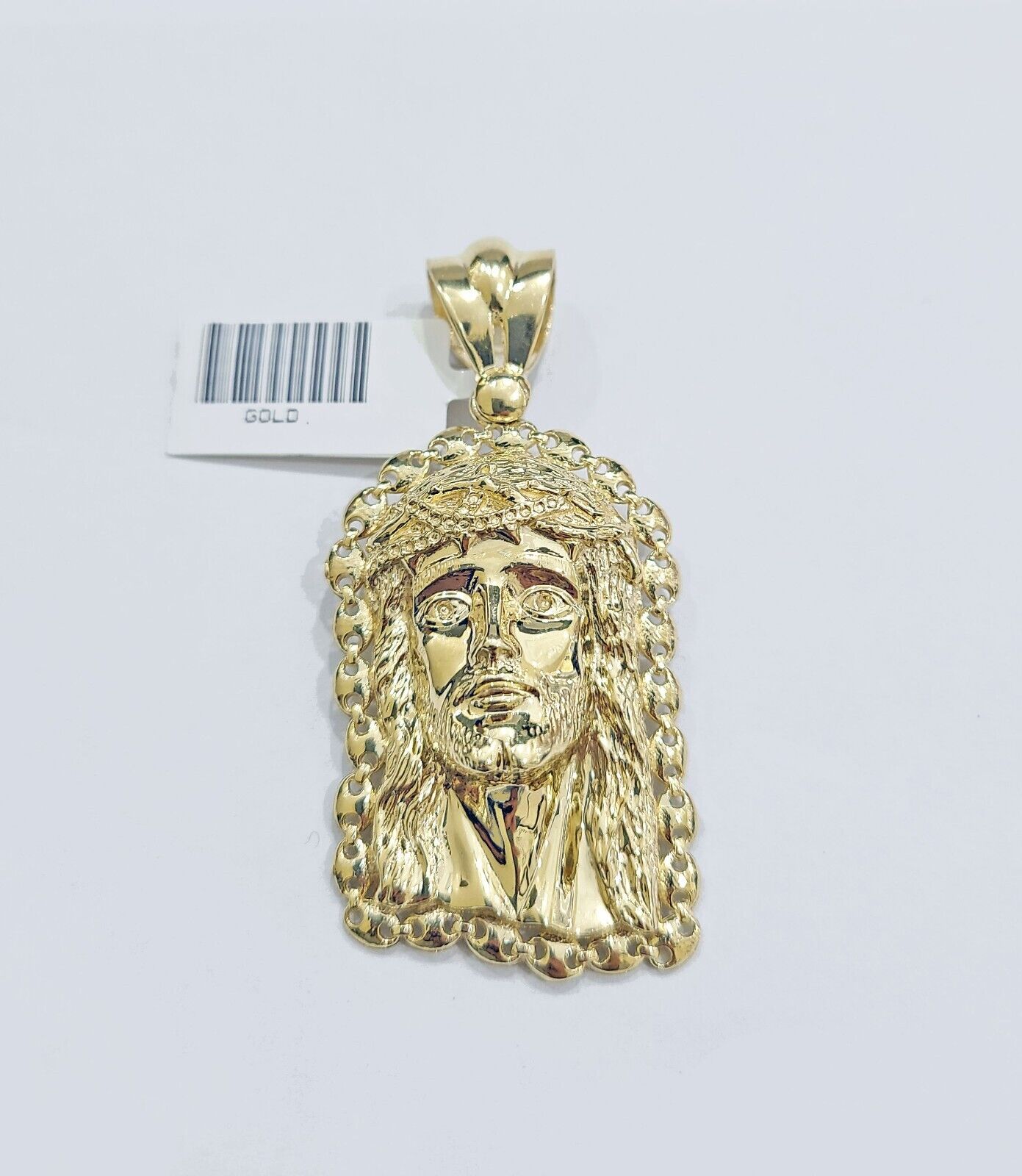 Real 10k Gold Jesus Head Charm Pendant 2'' Inch 10KT Yellow Gold