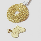 10k Yellow Gold Africa Map Charm Rope Chain 24 Inch Necklace Pendant SET SALE
